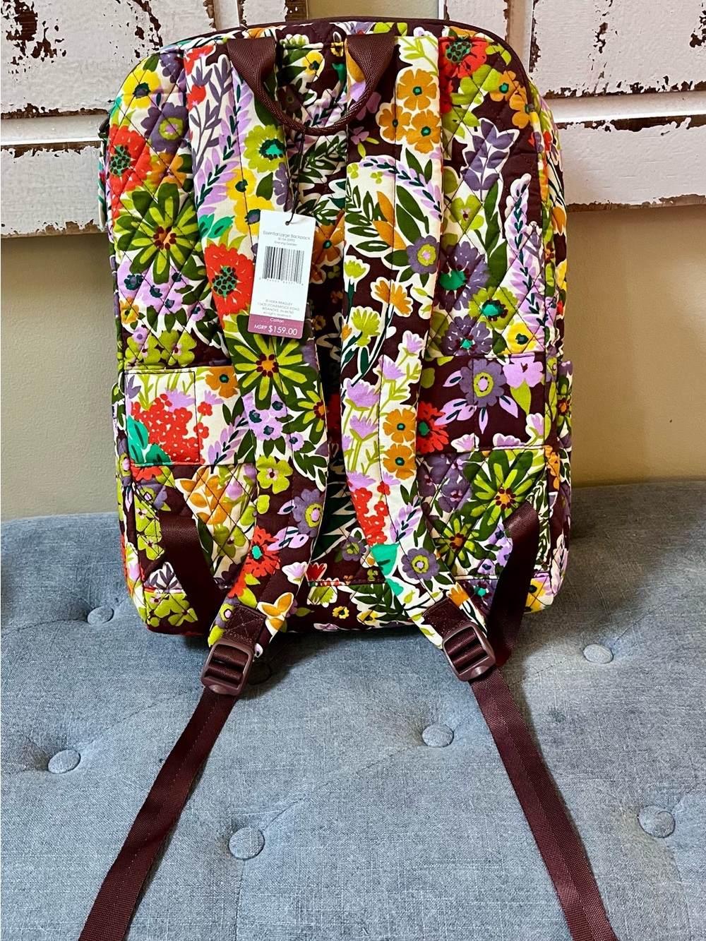 Vera Bradley Quilted Floral Extra Large Backpack - NWT - Evening Garden Pattern - Picture 2 of 5